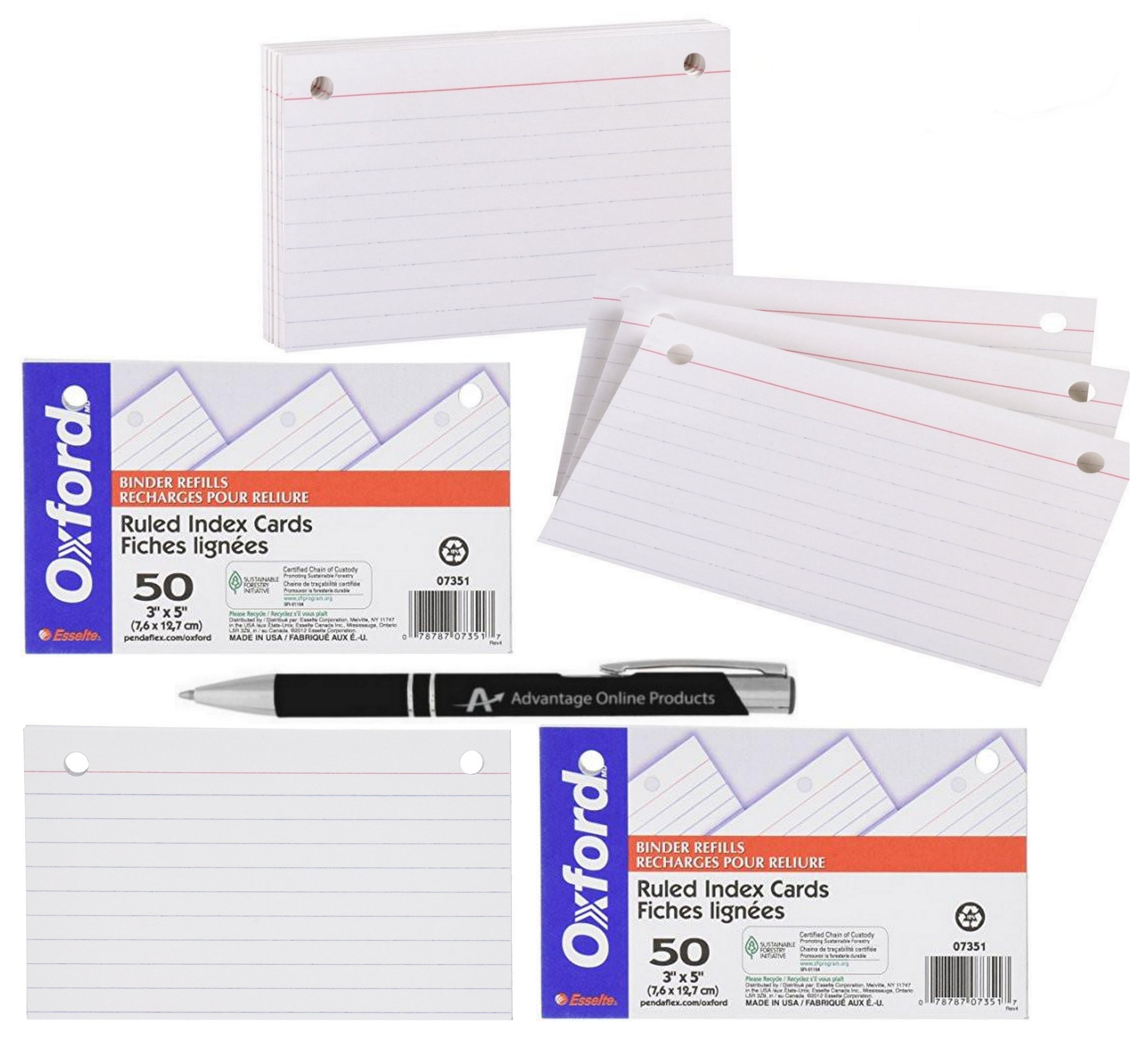 5 Pack Value Bundle Oxford 2 Hole Punched 3" x 5" Index Card Binder