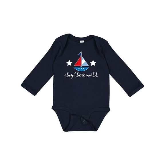 Inktastic Nautical Baby Boy Ahoy Sailboat Boys Long Sleeve Baby Bodysuit