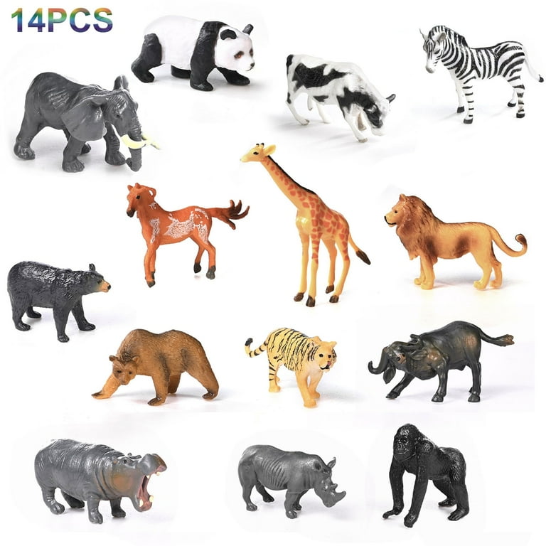 Kids Animal Jungle Zoo Models Playset Zebras Lion Tiger Horse