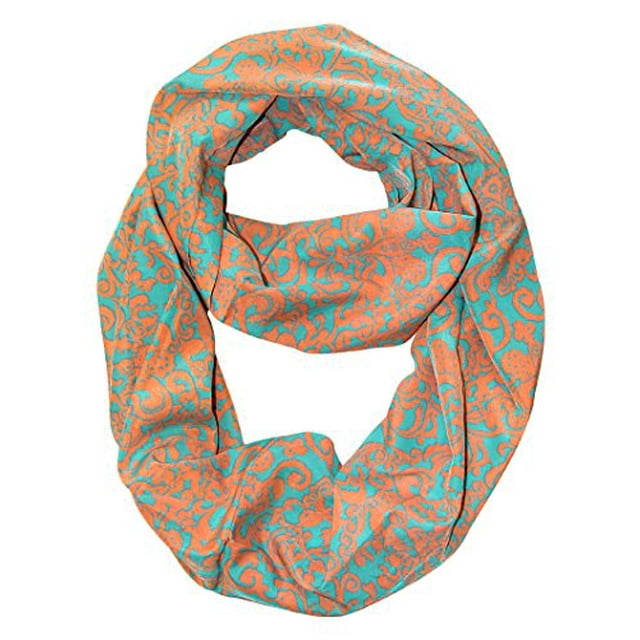 Peach Couture Foulards à Boucle Infini à Imprimé Henné pour Femmes