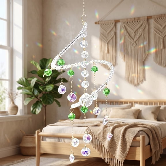 LEFXSMR Wind Chimes for Outside Colorful Iron Crystal Suncatcher Spinning Windchimes Outdoors for Yard Garden Patio Outdoor Decor & Holiday Gift