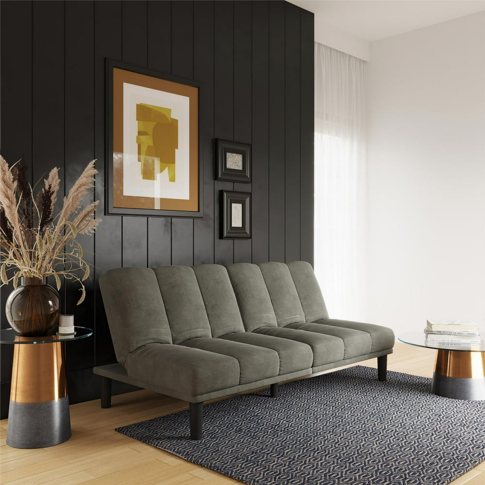 Mainstays Channel Cushion Futon, Grey Microfiber