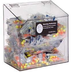 

300-Pair Foam Ear Plug Dispenser with lid CLEAR PLASTIC