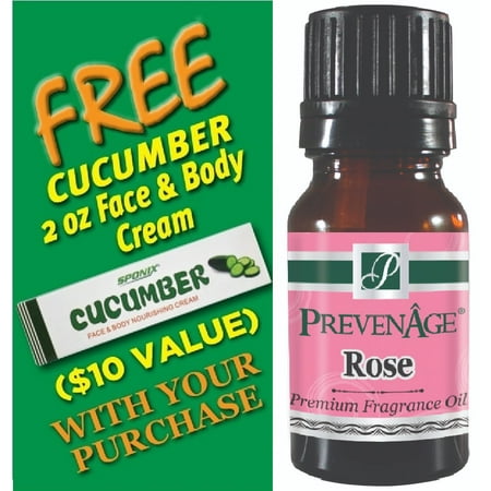 Best Rose Fragrance Oil 10 mL - Top Scented Perfume Oil - Premium Grade - by Prevanage - Includes FREE Cucumber Face & Body Nourishing (Best Rose Perfume Review)