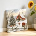 thumbnail image 3 of Canvas Wall Art, Christmas Farm Framed Canvas Prints for Living Room Bathroom, Xmas Tree Snowman Barn Winter Country Gallery Wrapped Wall Decor for Home Office, Gifts, 12"x12" Ship Next Day, 3 of 9