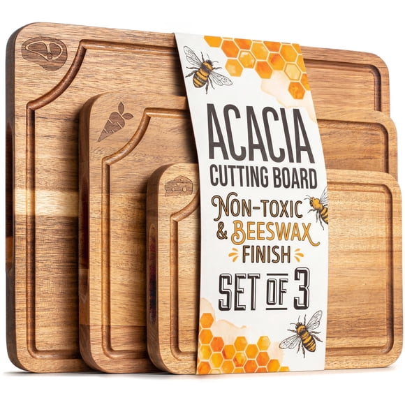 Tabla de cortar EDELHAUS de madera de acacia, set de 3, con cera de abeja