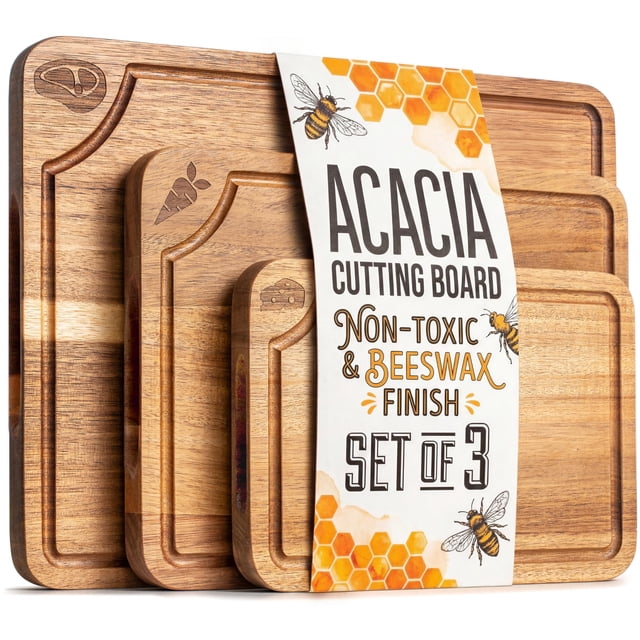 Tabla de cortar EDELHAUS de madera de acacia, set de 3, con cera de abeja