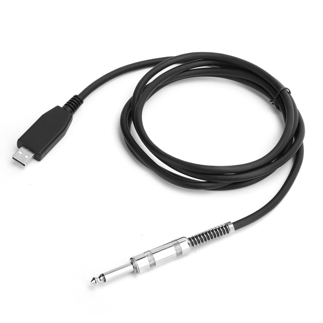 Cable USB para guitarra, conector USB macho a conector mono de 6,35 mm, base de guitarra a cable de grabación para PC, 3 M