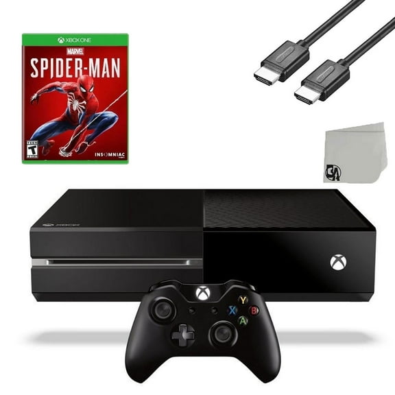 Restored Microsoft Xbox One Original 500GB Gaming Console Black HDMI Cable With Spider-Man Game BOLT AXTION Bundle (Refurbished)