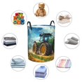 thumbnail image 4 of Sikiie Green Tractor Field Print Round Dirty Clothes Basket, Waterproof Standing Foldable Storage Basket, for Laundry Room, Bedroom, Bathroom Storage-Medium, 4 of 6