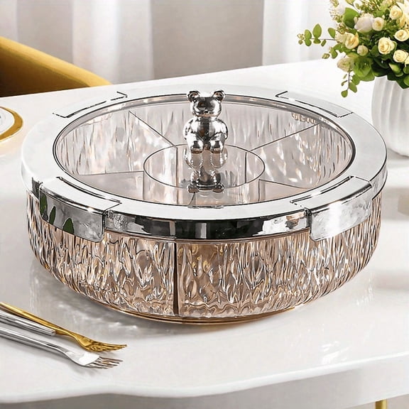 Multi-Compartment Clear PET Fruit and Snack Tray with Sealable Lid and Glacier-Inspired Design for Display and Fresh Storage