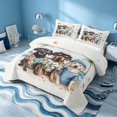 thumbnail image 3 of Erosebridal Coastal Dogs Bed Spread Queen, Ocean Beach Queen Coverlet Set, Polka Dots Reversible 3 Pieces, 1 Quilt and 2 Pillowcases, 3 of 7