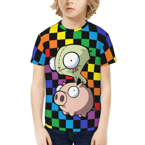 Invader Zim Kids T-Shirt 3d Printed Graphic T-Shirts Boys And Girls Short Sleeve Shirts For Youth Kids X-Small
