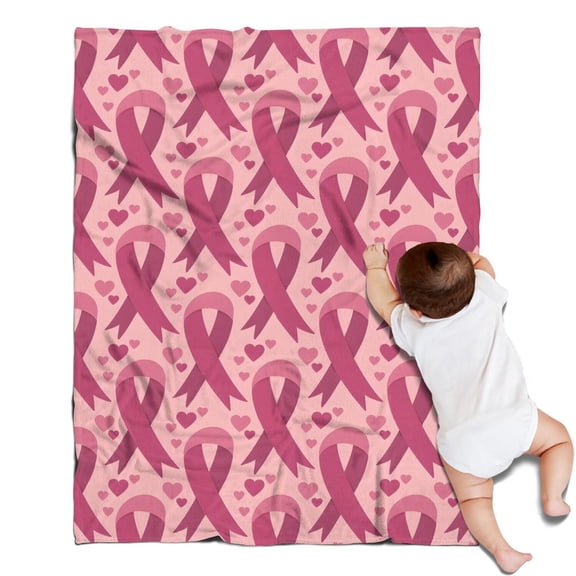 Pink Breast Cancer and Love Blanket,Comfortable Soft Flannel Throw Blanket,All Season,Warm Lightweight Blankets for Sofa Bed Couch Living Room Chair,30"x40"