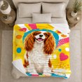 thumbnail image 5 of Cavalier Charles Spaniel Pop Art, Festive autumn celebration Scene, Warm Flannel Blanket for Living Room and Bedroom with Detailed Artwork, Animal Lovers Christmas Gift, Festive Home Decor, 5 of 9