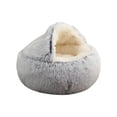 thumbnail image 2 of Methold Cama pequeña para mascotas de felpa para invierno, cálido, para clima frío, calentador térmico de animales, relleno para dormir, calentador Perchas para gatos Peluche Largo Gris Methold PT004406-02, 2 of 6