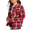 thumbnail image 3 of Women Plaid Shirt Flannel Oversized Checked Shirt Long Sleeve Blouse Tops, 3 of 6