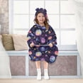 thumbnail image 7 of Dailycode Wearable Blanket Hoodie Oversized Sherpa Flannel Blankets with Pocket for 3-14 Year Old Cartoon Planet and Star, 7 of 7