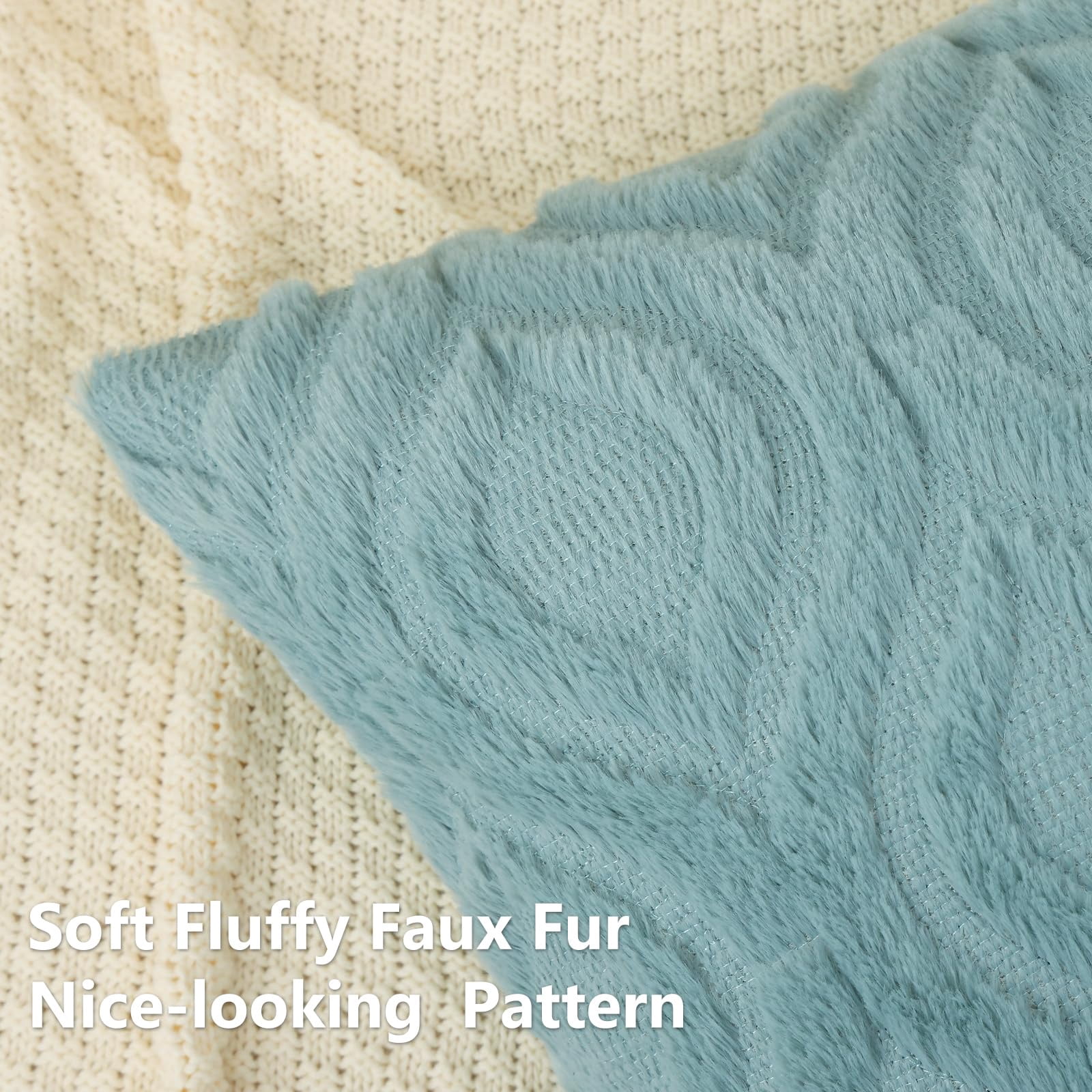 decorUhome Pack of 2 Throw Pillow Covers 22x22, Soft Plush Faux Wool Couch Pillow Covers, Aqua (Pillow Cover Only, No Inserts Included)