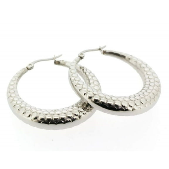 Edforce Womens Stainless Steel Croc Skin Pattern Hoop Earrings, (38mm)