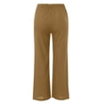 thumbnail image 6 of JIKNTTR Women's Linen Long Pants Summer Drawstring Elastic Waist Flowy Straight Trousers Fashion Casual Loose Beach Pants With Pockets Travel Summer Pants, 6 of 6