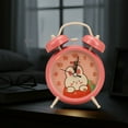 thumbnail image 4 of REGALWOVEN Cute Alarm Clock, Rabbit Pattern, Loud Alarm, Dual Bell Design, Loud Alarm for Bedroom Pink - Strawberry 4.6"L x 2.2"W x 6.6"H, 4 of 5