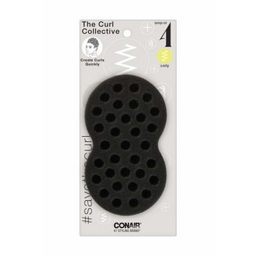 Conair The Curl Collective Sponge Coil Foam Pad Wave Hair Brush, Black