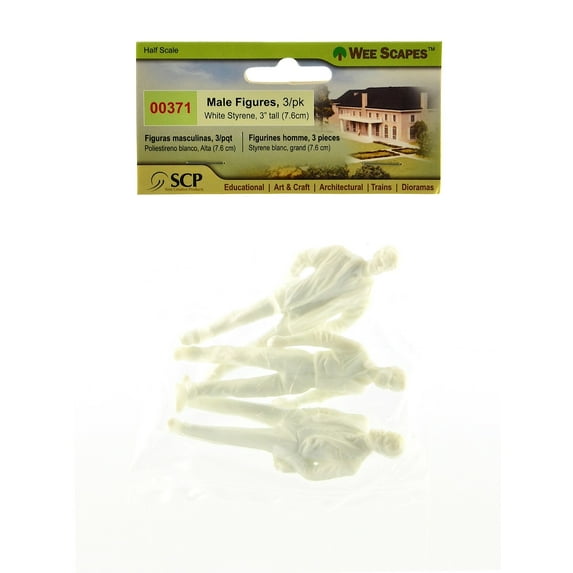 Architectural Model White Styrene Figurines human males, 3 in., pack of 3 (pack of 3)