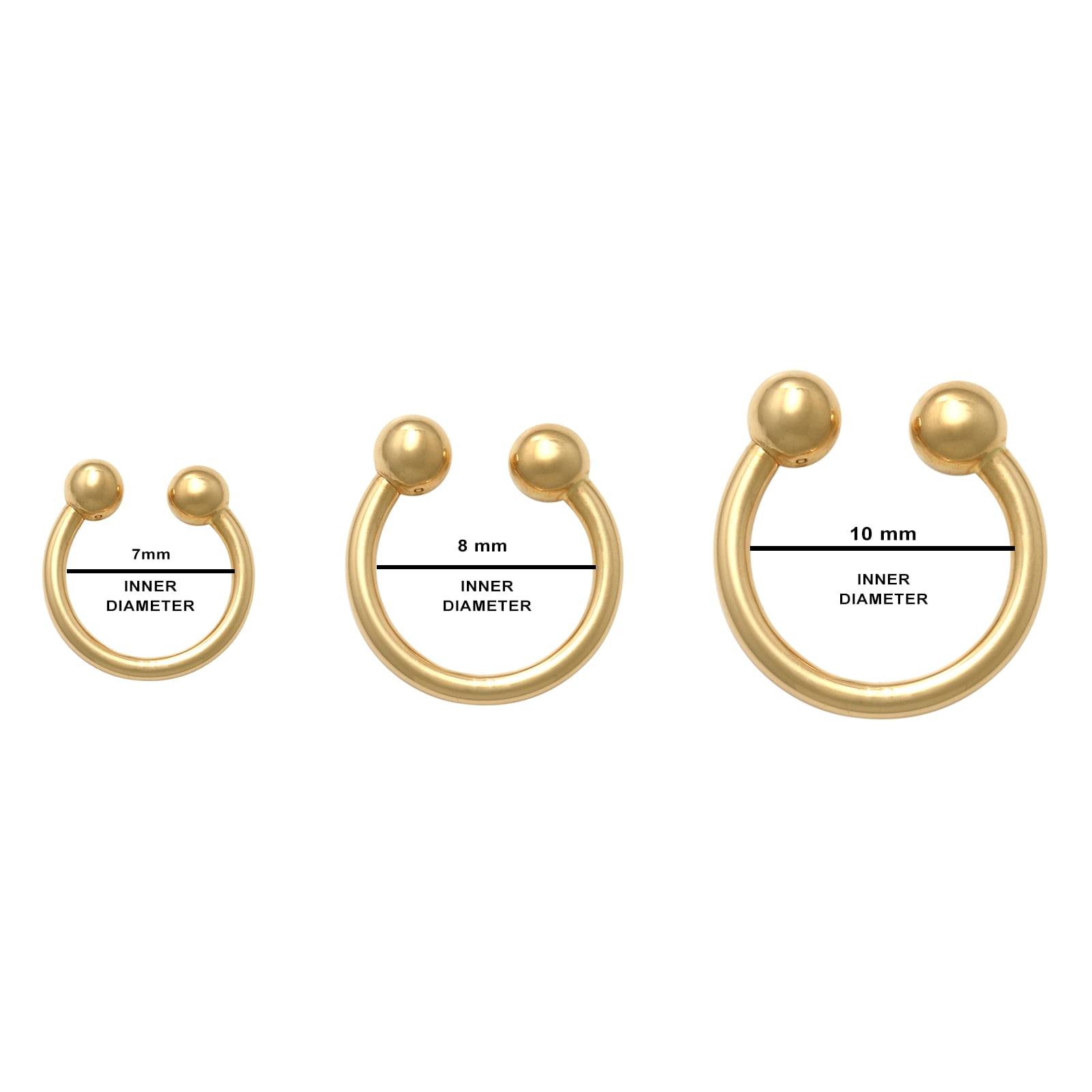 BALL END 10k Solid Yellow Gold Nose Ring/Hoop Earring 24 Gauge 8mm Inner Diametr 