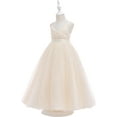 thumbnail image 2 of Drtj V-Neck Flower Girl Tulle WeddingBridesmaid Dresses Princess Dresses Children's Birthday Ball Formal Dresses Girls Prom Dresses, Sized 12T, Color Champagne, 2 of 6