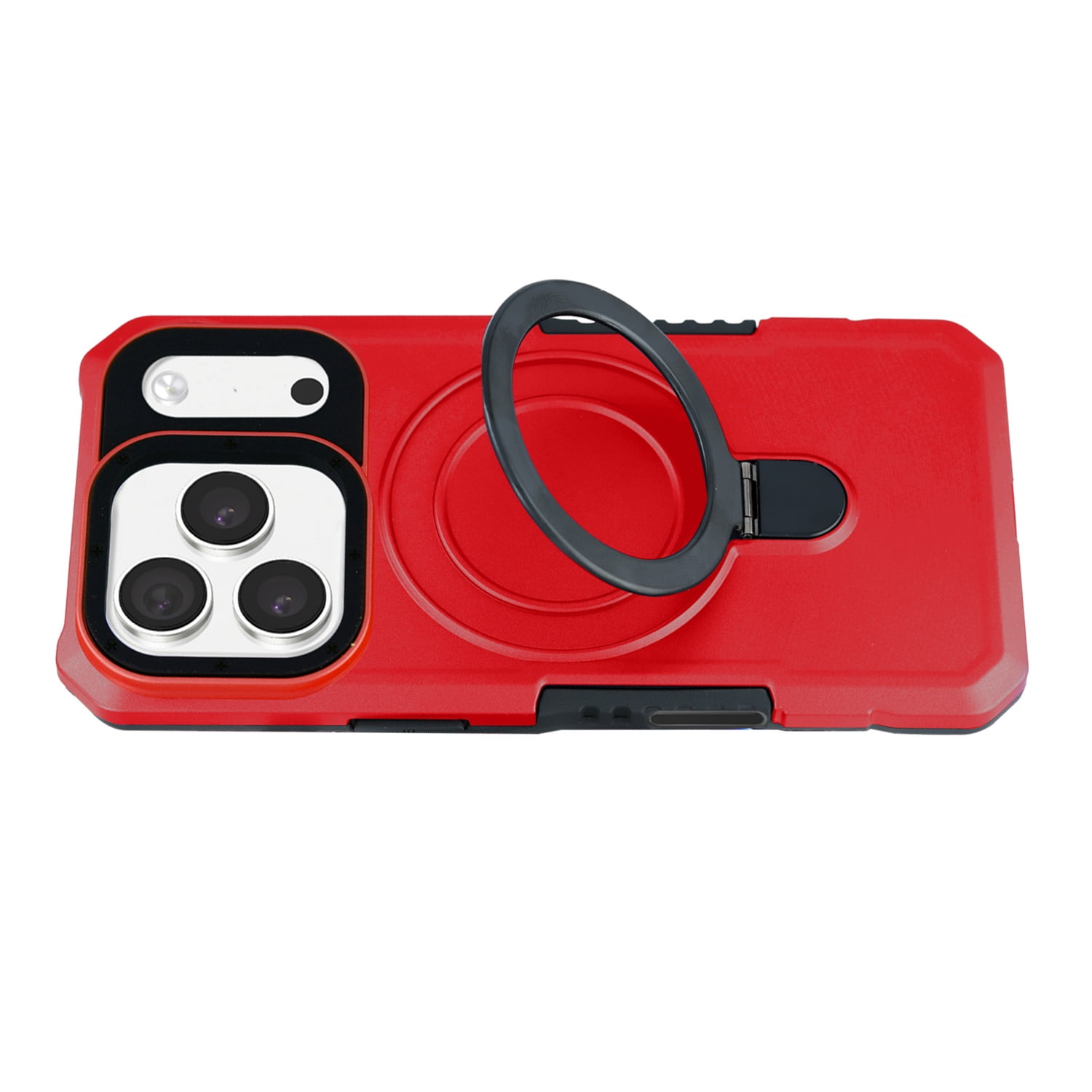 Ring Holder Kickstand Shockproof Case for iPhone 17 Pro Max - Red