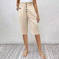 thumbnail image 2 of yillto Womens Capris Elastic Waist Causal Summer Cropped Pant Knee Length Loose Shorts with Pockets, 2 of 7