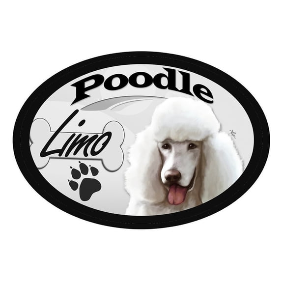 Poodle Limo Oval Dog Magnet for Cars, Trucks and More