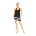 thumbnail image 3 of Women's Athletic Sportswear Solid Tank Top and Patterned Bike Shorts Set in Lotus and Orchid Black X-Large, 3 of 5
