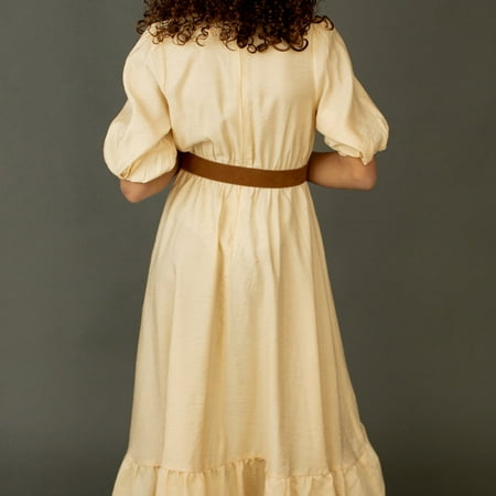 

PEASKJP Plus Size Summer Dresses Toddler Kids A-Line Tulle A-Line Flowy Short Sleeve Pageant Princess Dress Vintage Ruffled Halter Dress for Girls Beige 9-10 Years