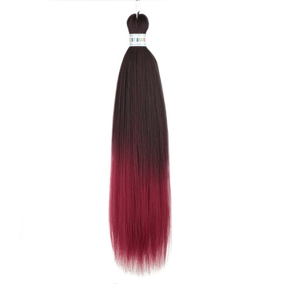 XmhyTop 6 Packs 2-Tone Ombre Pre-Stretched Braiding Hair, 26 inch Synthetic Silky Blend Extensions for Crochet Braids, Black/Wine Red