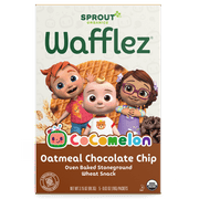CoComelon Sprout Organics Toddler Snacks, Organic Oatmeal Chocolate Chip Wafflez, Single Serve Waffles, 5 count Box