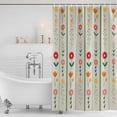 thumbnail image 3 of Green Spring Floral Shower Curtain, Waterproof Shower Curtains for Bathroom, Colorful Summer Flowers Vintage Botanical Washable Fabric Bathtub Curtain Set Bath Decor with 12 Hooks Extra Long 72"x96", 3 of 8