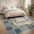 thumbnail image 3 of ODIKA 8'x10' Ivory Blue Green Geometric Tufted Washable Area Rug Modern Abstract Layered Squares Diamond Motifs Structured Border for Dining Room, Large Office, Lounge, Non-Slip Chair-Friendly Mat, 3 of 7