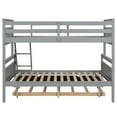 thumbnail image 5 of Euroco Wood Twin over Full Bunk Bed with Trundle for Kids Teens & Adults Bedroom, Gray, 5 of 14