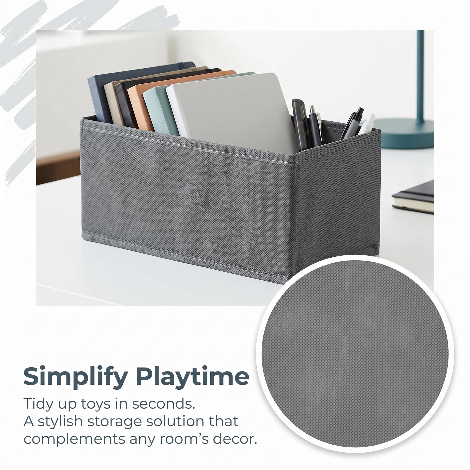 Unique Bargains Collapsible Storage Bin with Zipper for Shelves Closet Light Gray 6PCS