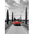 thumbnail image 2 of Gasoline Images 24x32 White Modern Wood Framed Museum Art Print Titled - Sportscar in Tuscany (BW), 2 of 4