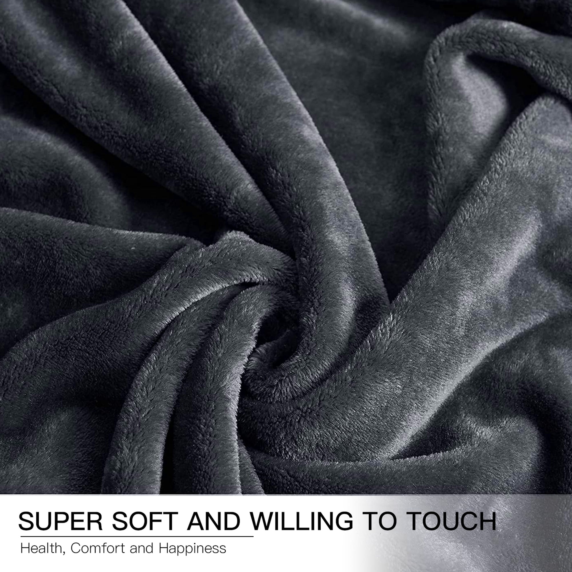 Throw Blanket, Fuzzy & Plush Warm Fleece Blanket, Queen Size Dark Gray Blankets for Couch Beds, Washable Soft Blankets for Women, 90" x 90"