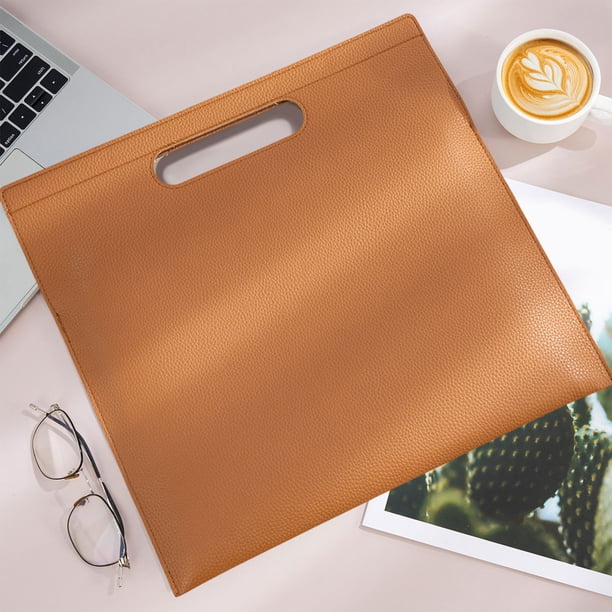 pstuiky Bolsa magnética portátil para documentos A4, de piel, impermeable, para oficina, con funda para tablet o computadora portátil.