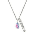 thumbnail image 1 of Delight Jewelry Silvertone Translucent Hot Pink & Blue Flying Butterfly Silvertone Believe Faith Prayer Hope Bar Charm Necklace, 23", 1 of 4