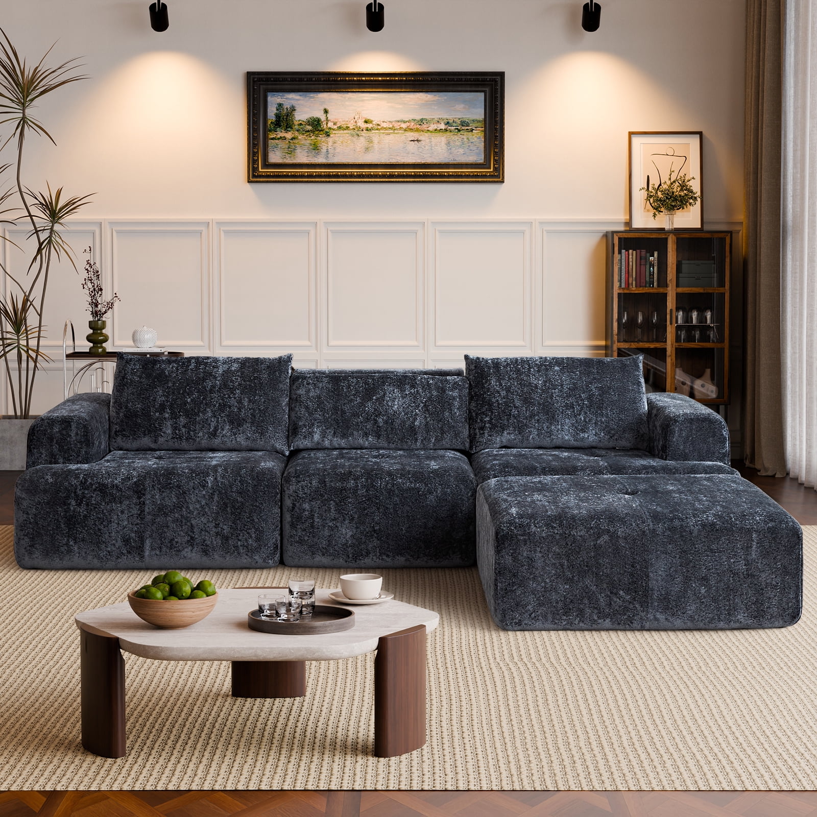 Cozylore Modular Sectional Sofa L-Shape Upholstered Couches Modern Sleeper Sofa for Living Room, No Assembly Required, Gray
