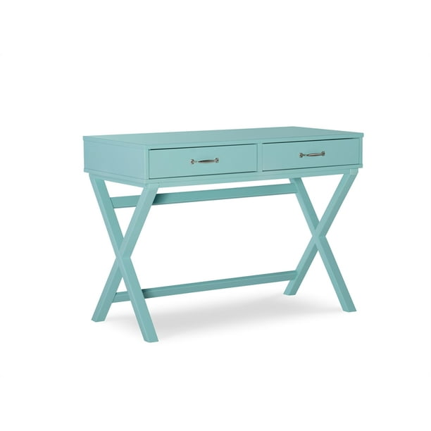 Linon Jenna 2-Drawer Wood Desk in Turquoise Blue - Walmart.com ...