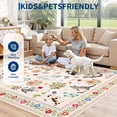 thumbnail image 4 of Garvee 2'x6' Floral Runner Rug Animal Cat Carpet, Washable Boho Rugs Non Slip Low Pile Soft Indoor Floor Mat for Hallway Bedroom Kitchen, Beige, 4 of 6