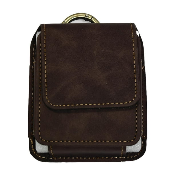 Bolsa de transporte para teléfono, ligera, de piel sintética, 8 x 3 x 9,3 cm, para teléfono móvil marrón oscuro