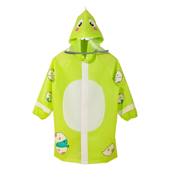 XASZHN Kid's Boys Girls Raincoat with School Bag and Hood Students Children Cartoon Printing Long Raincoat Breathable Children’s Raincoat Green 5-6 Years